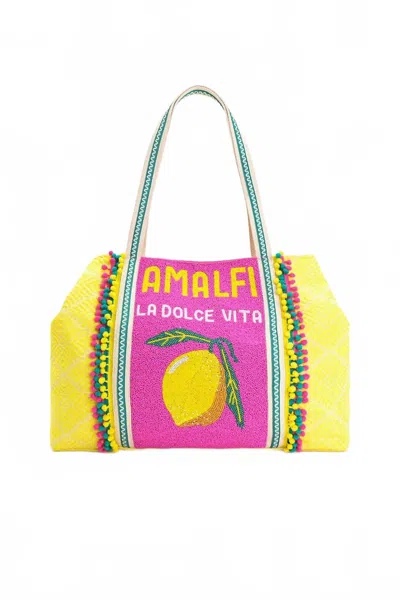 America & Beyond Women's Amalfi Beaded Tote Bag In Yellow
