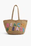 America & Beyond Women's Beach Please Beaded Macrame Jute Tote In Straw Tote In Multi