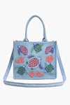 America & Beyond Women's Beaded Denim Critter Shopper-totally Turtle Tote In Blue