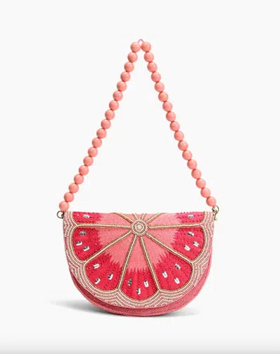America & Beyond Women's Crescent Lemon Embellished Shoulder Bag In Pink
