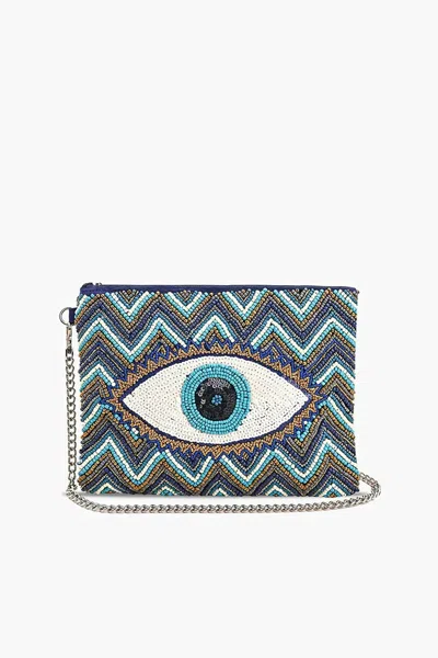 America & Beyond Women's Evil Eye Clutch Bag In Grecian Nights In Blue