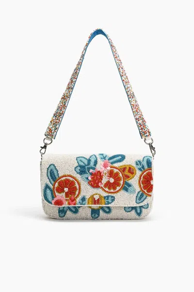 America & Beyond Women's Fruity Floral Beaded Bag In White In Multi