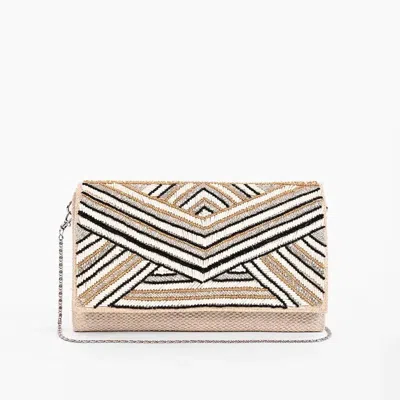 America & Beyond Women's Hand Beaded Clutch In Golden Glam In Multi