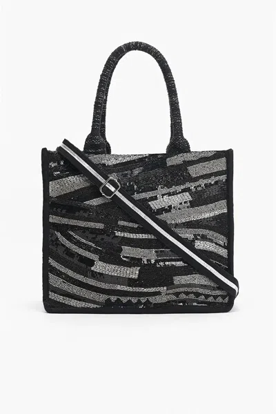 America & Beyond Women's Luxe Embellished Tote Bag In Black In Multi