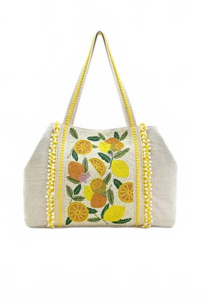 America & Beyond Women's Make Lemonade Tote In Beige In Sand