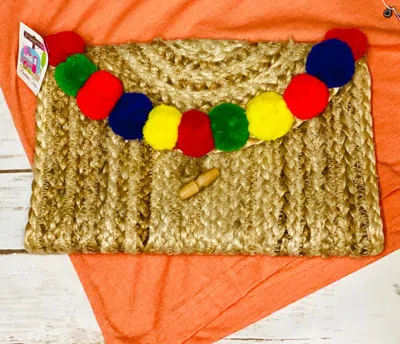 America & Beyond Women's Pom Pom Clutch Bag In Natural In Gold