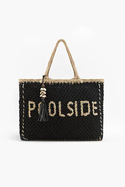 America & Beyond Women's 'poolside' Jute Macrame Tote In Black