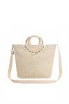 America & Beyond Women's Shell Lurex Tote In Cream In White