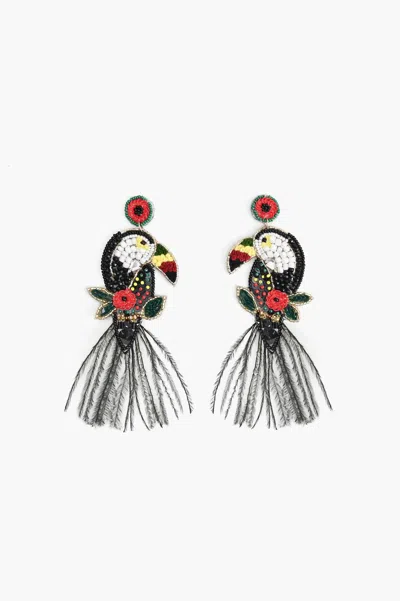 America & Beyond Women's Toucan Beaded Earrings In Black In Red
