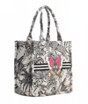 America & Beyond Women's Traveler Tote In Black And White In Multi