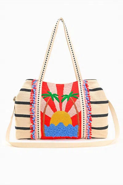 America & Beyond Women's Tropic Like It's Hot Tote Bag In Beige In Multi