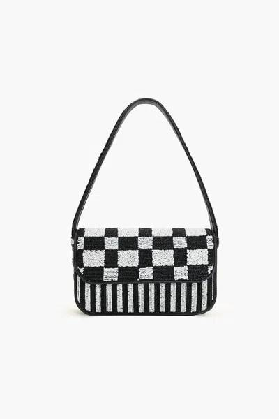 America & Beyond Women's Zen Check Shoulder Bag In Black And White