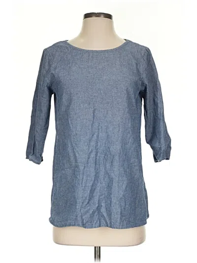 Pre-owned American Apparel 3/4 Sleeve Top Blue Boatneck Tops