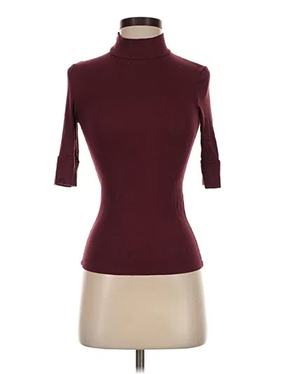 Pre-owned American Apparel 3/4 Sleeve Top Burgundy Turtleneck Tops