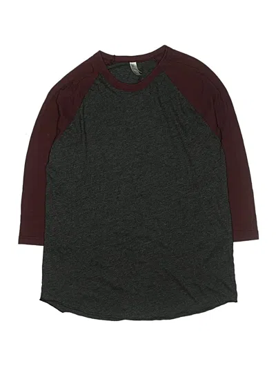 Pre-owned American Apparel Kids' 3/4 Sleeve T-shirt In Burgundy