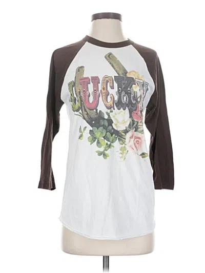 Pre-owned American Apparel 3/4 Sleeve T-shirt In White