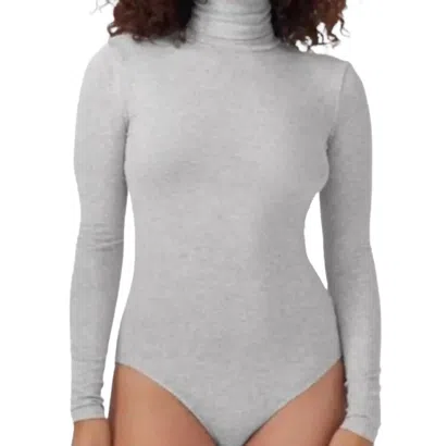 American Apparel Cropped Top Bodysuit Long Sleeves In Heather Gray