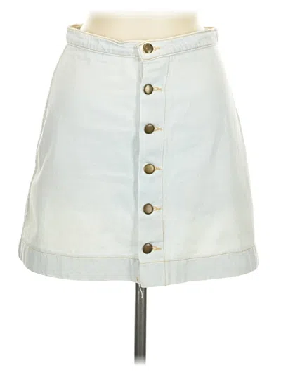 Pre-owned American Apparel Denim Skirt In White
