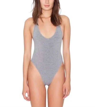 American Apparel Halter Bodysuit In Heather Gray