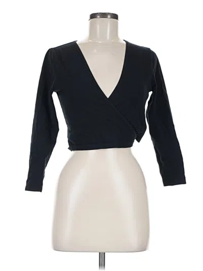 Pre-owned American Apparel Long Sleeve Top Black Plunge Neckline Tops