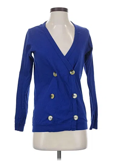 Pre-owned American Apparel Long Sleeve Top Blue Plunge Neckline Tops