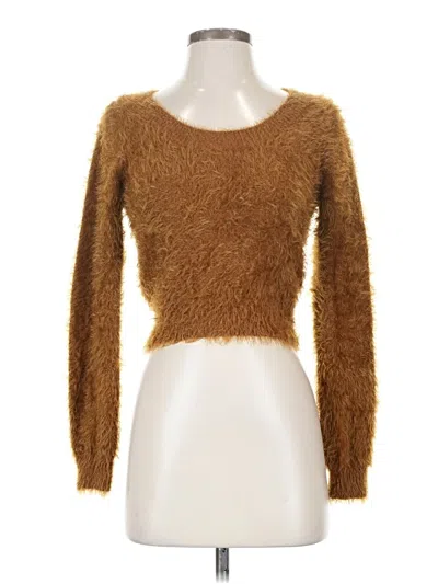 Pre-owned American Apparel Long Sleeve Top Brown Boatneck Tops
