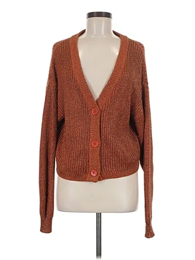 Pre-owned American Apparel Long Sleeve Top Orange Plunge Neckline Tops