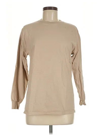 Pre-owned American Apparel Long Sleeve T-shirt In Tan