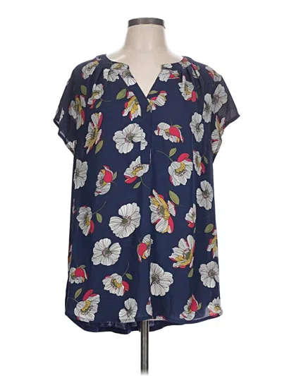 Pre-owned American Apparel Short Sleeve Blouse In Blue