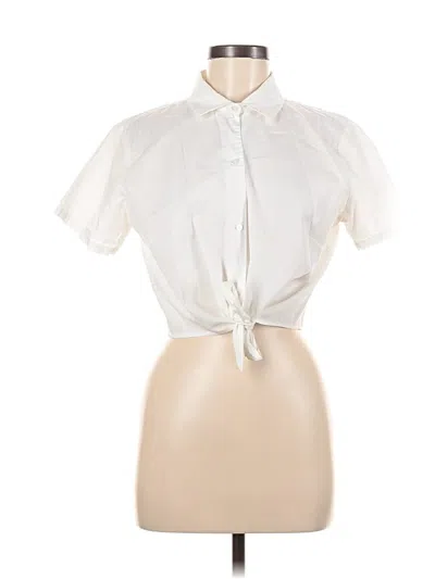 Pre-owned American Apparel Short Sleeve Blouse In White