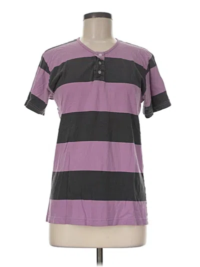 Pre-owned American Apparel Short Sleeve Henley Shirt In Purple