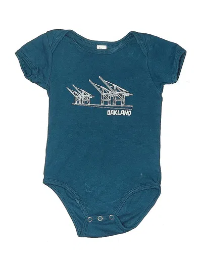 Pre-owned American Apparel Babies' Short Sleeve Onesie In Blue