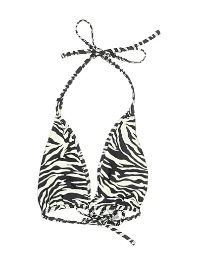Pre-owned American Apparel Swimsuit Top Black Animal Print Pattern Swimwear