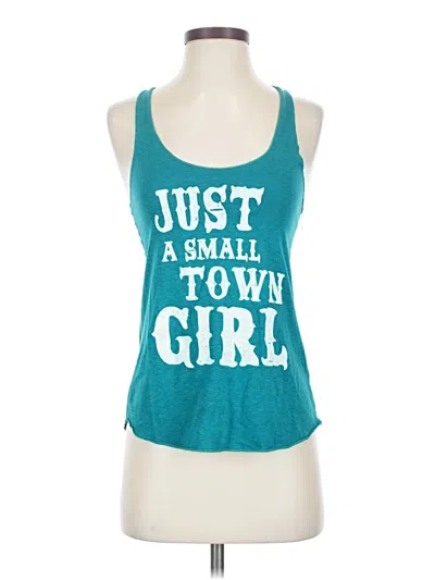 Pre-owned American Apparel Tank Top Teal Halter Neckline Tops In Blue