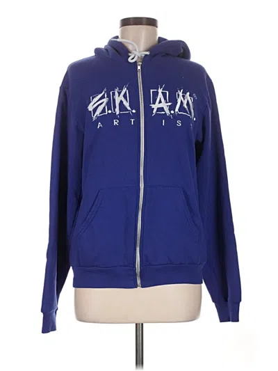Pre-owned American Apparel Zip Up Hoodie In Blue
