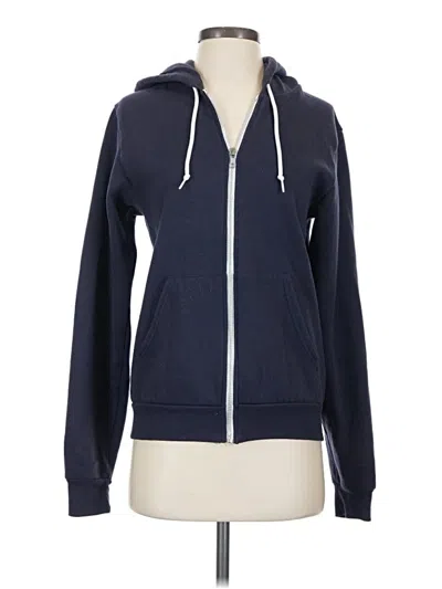 Pre-owned American Apparel Zip Up Hoodie In Blue