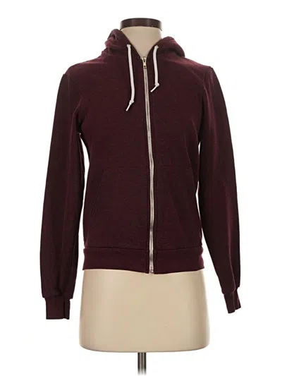 Pre-owned American Apparel Zip Up Hoodie In Burgundy
