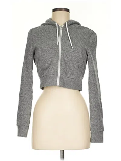 Pre-owned American Apparel Zip Up Hoodie In Gray