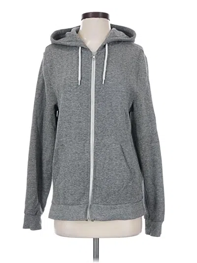 Pre-owned American Apparel Zip Up Hoodie In Gray
