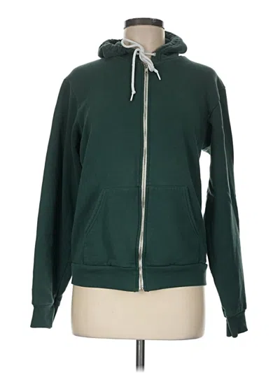 Pre-owned American Apparel Zip Up Hoodie In Green