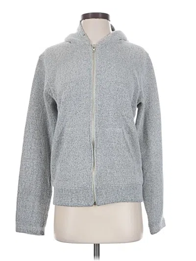 Pre-owned American Apparel Zip Up Hoodie In Silver
