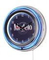 American Art Decor Modelo Retro Round Neon Wall Analog Clock With Pull Chain, 14.5" In Blue