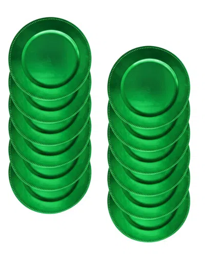 American Atelier 12pc Beaded Charger Plate Set In Green