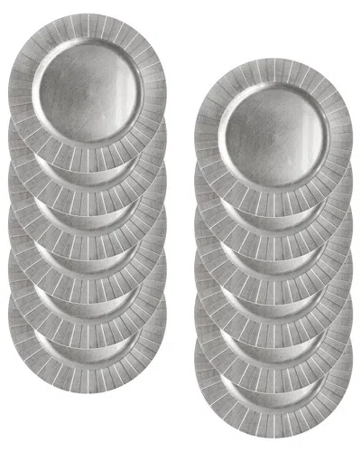 American Atelier 12pc Burst Charger Plate Set In Silver