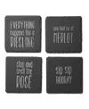 American Atelier 4 X 4" Sip Sip Hooray Slate Coasters Square Set, 4 Piece In Black