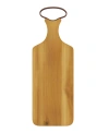 AMERICAN ATELIER ACACIA WOOD CUTTING BOARD WITH HANDLE METAL ACCENTS