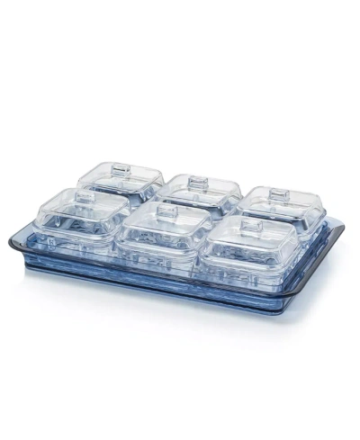 American Atelier Acrylic Tray Clear Dishes With Lids In Blue