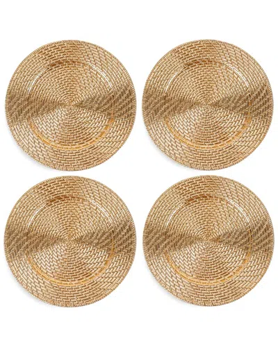 American Atelier Aurelie Plated Set Of 4 Charger Plates In Brown