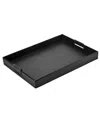 American Atelier Black Faux Leather Rectangular Tray With Handles