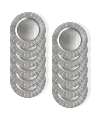 American Atelier Burst Charger Plate 12 Piece Dinnerware Set, Service For 12 In Silver